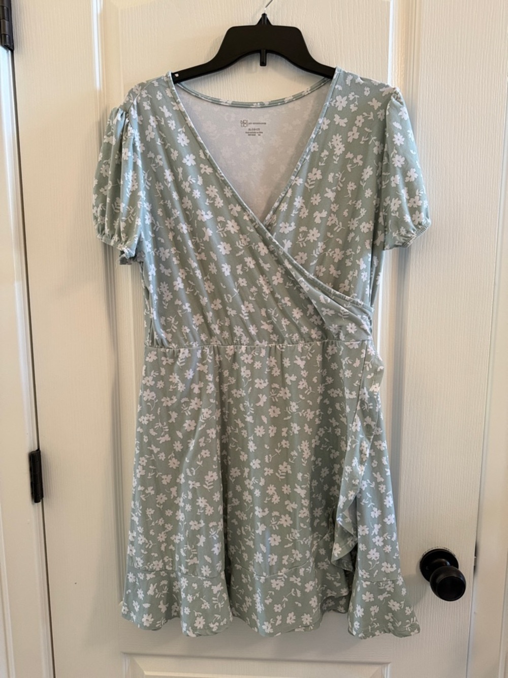No Boundaries Light Sage Floral Wrap Mini Dress